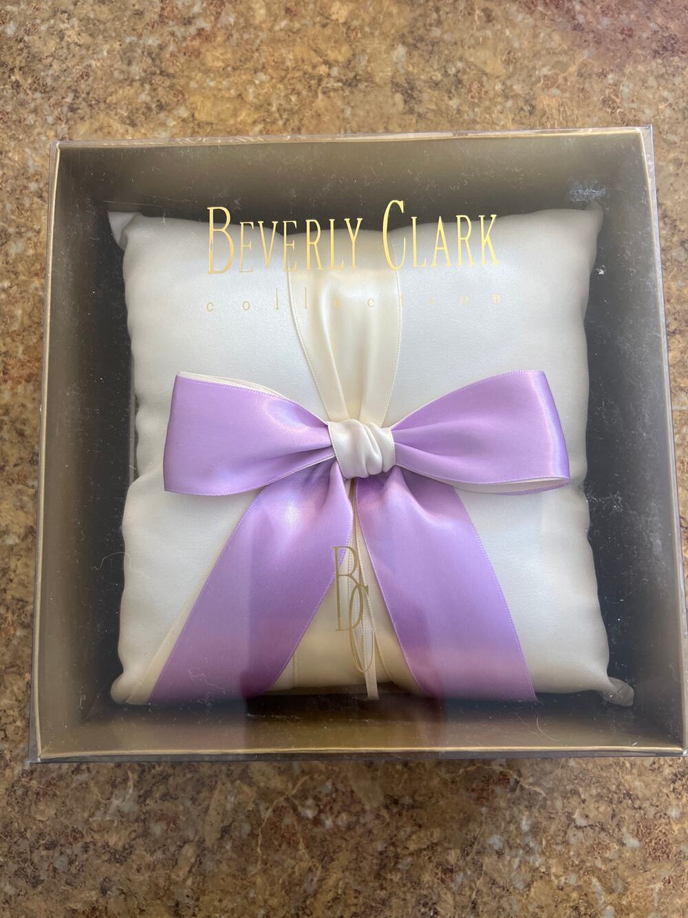 Beverly Clark Collection Lavender and Ivory Wedding Ring Pillow